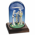 Golfer with Caddy Business Card Sculpture